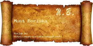 Must Boriska névjegykártya